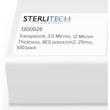 STERLITECH PETE Membrane Filters, Transparent, 3.0um, 25mm, PK100 1300026